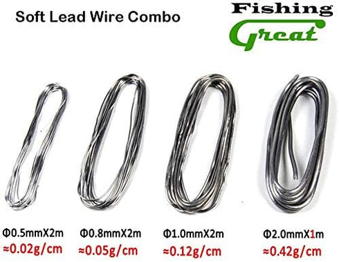 GREATFISHING 4 Size/Set Soft Round Fly Tying Lead Wire Nymph Body Weight Thread for Saltwater