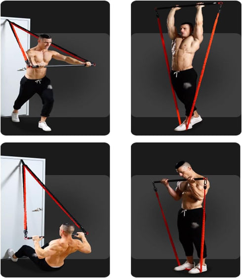 Resistance Band Bar for Fitness, Portable Steel Pilates Workout Bar for Home Gym Resistance Training