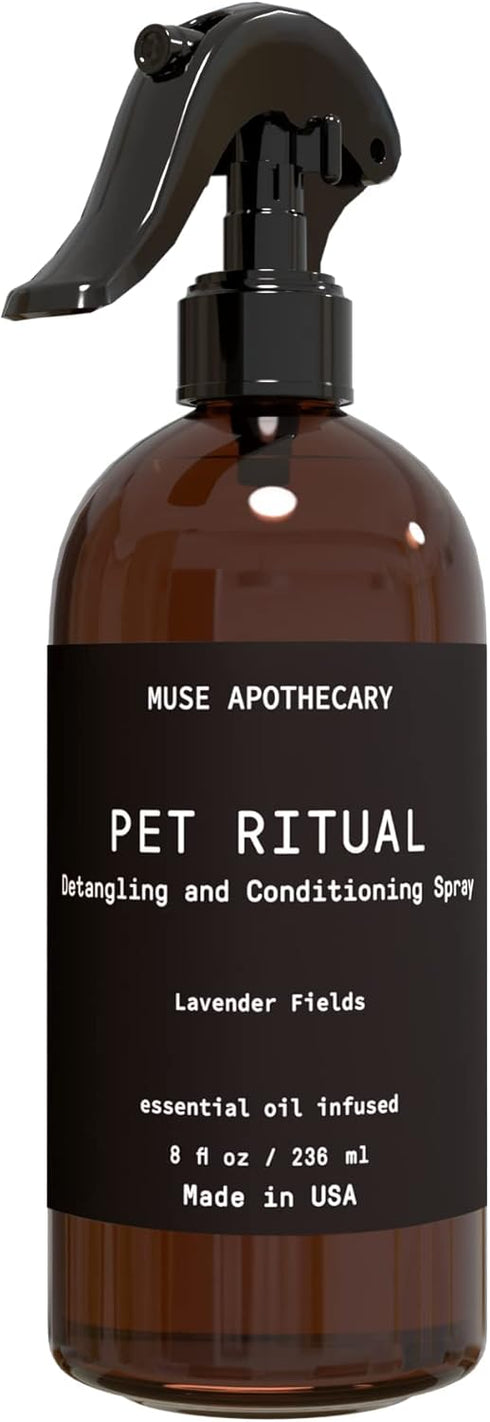 Muse Apothecary Pet Ritual Detangling Spray - Dog & Cat Detangler with Essential Oils, 8oz Lavender Fields