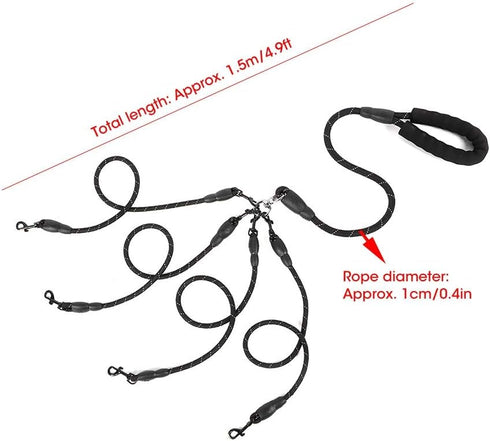 4 Way Dog Leash,4 in 1 Traction Rope Dog for Dogs Cats Outdoor Walking for Medium Large Dogs Walking and Training