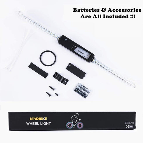 LED Bike Wheel Lights with 30x RGBW Patterns, Batteries Included, IPX5 Waterproof Safety Tire Lights