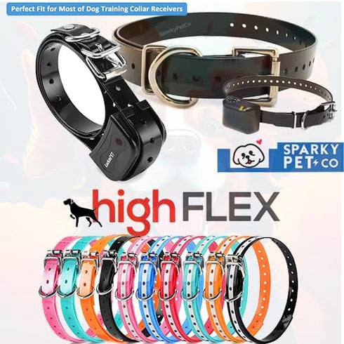 Sparky Pet Co Reflective Yellow 1" Roller Buckle Dog Collar | High Flex, Compatible with E Collar Systems