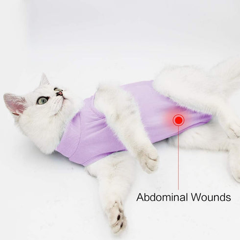 DOTON Cat Recovery Suit for Male and Female, Soft Cone Onesie Shirt Clothes for Post Surgery Neuter Licking Protection