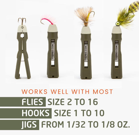Fly and Ice Fishing Knot Tying Tool, Easily Tie Hooks, Jigs, and Flies, Clip Fishing Line