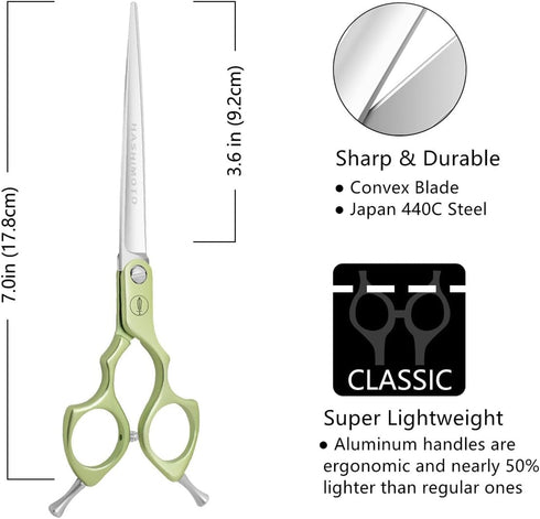 HASHIMOTO Dog Grooming Scissors, Straight Blade, Extremely Light Weight, Matte Surface, Designed for Professionals