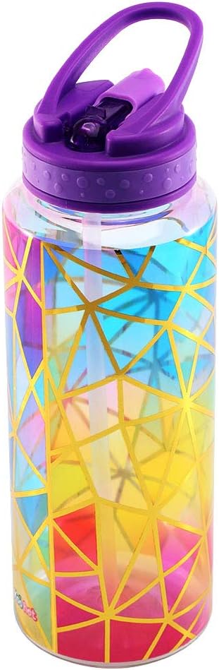 Home Tune Cute Water Bottle with Straw, BPA FREE Tritan, Leak Proof, 32oz/950ml, Colorful Design