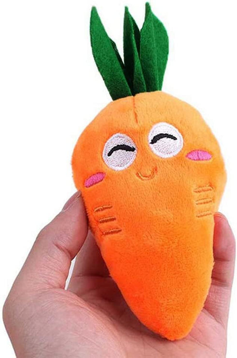 1Pc Soft Dog Toys, Cute Carrot Plush Chew Toy with Squeaker Sound for Puppies and Cats