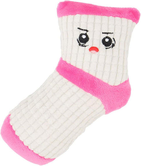 Squeaky Dog Toys, Funny Stuffed Plush Toy, Cute Socks Dog Birthday Gift, Chew Toys for Small Medium Dogs, Pink White