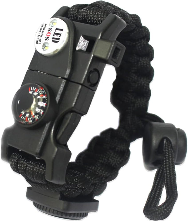 Survival Paracord Bracelet - 20 in 1 Tactical Survival Gear Set with Fire Starter, Waterproof SOS Light