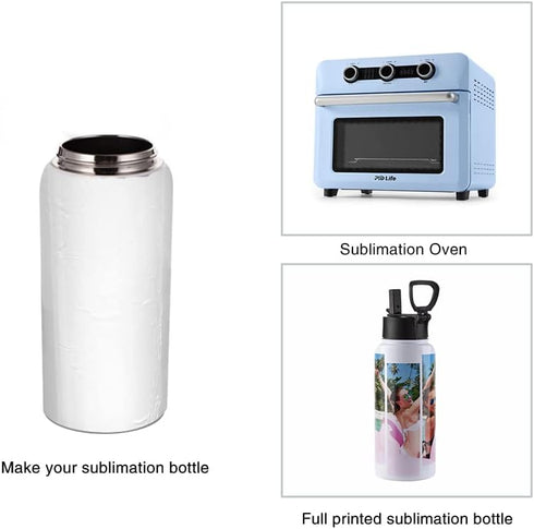 PYD Life 2 Pack Sublimation Blank Tumbler 32 OZ White Vacuum Flask with Straw and Handle