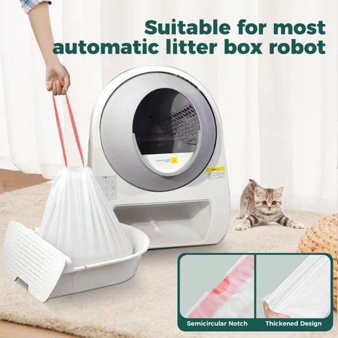 TELEGLO 100 Pack 3/4,Waste Drawstring Cat Litter Box Liner Bags For Litter-Robot Bags Compatible With Self-Cleaning