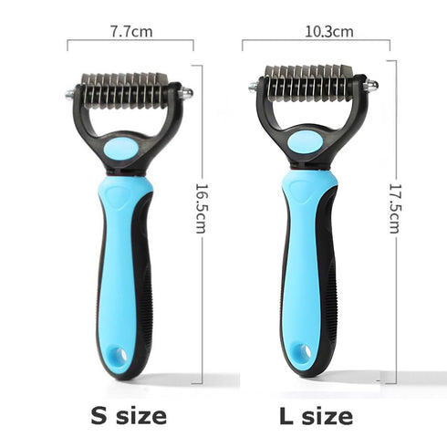 Pet Grooming Brush, Deshedding Tool for Dogs, Cats, Long Haired Pets, Undercoat Rake, Dematting Blue Brush (Small)