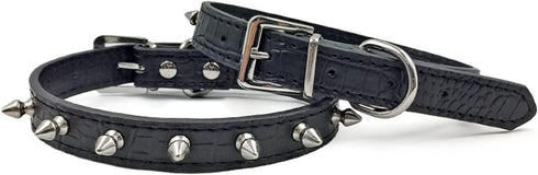 Enjoying Spiked Dog Collar, Adjustable Leather Spikes Collar for Small Medium Dogs, Black M