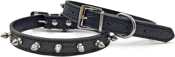 Enjoying Spiked Dog Collar, Adjustable Leather Spikes Collar for Small Medium Dogs, Black M