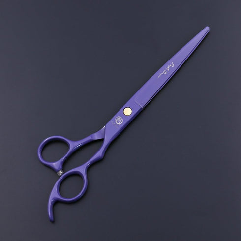 Professional Dog Grooming Scissor Kit - Purple Dragon 7.0 inch Hair Cutting, Curved & Chunker Shears with Bag