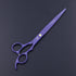 Professional Dog Grooming Scissor Kit - Purple Dragon 7.0 inch Hair Cutting, Curved & Chunker Shears with Bag