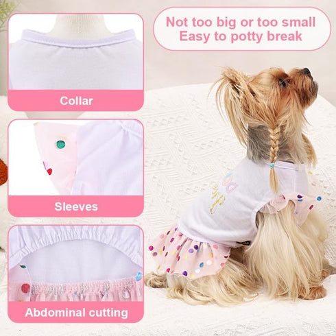 Yikeyo Dog Clothes, Girl Dog Dress for Small Dogs, Puppy Dresses, Sequin Tulle Dress for Birthday Party, Pink, S