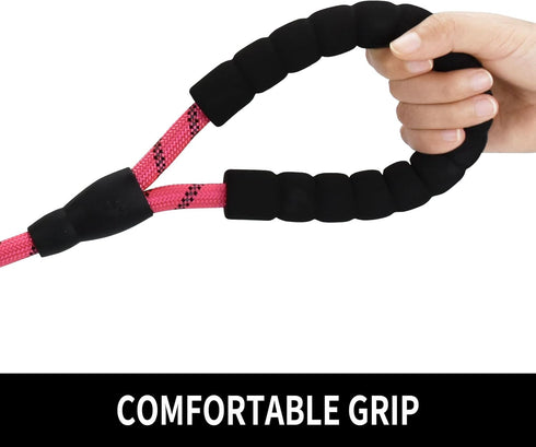 5/6 FT Strong Dog Leash for Pets, Highly Reflective Rope, Soft Padded Handle, 360-Degree Rotating Metal Buckle, 5ft