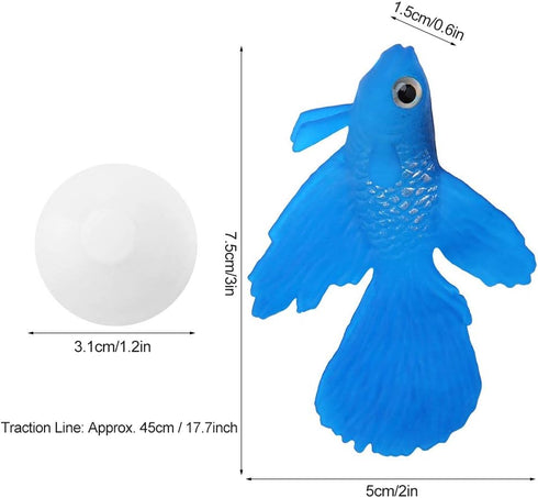 HEEPDD Fish Tank Decorations, Aquarium Fake Fish Funny Artificial Silicone Betta Fish Tank Ornament Silicone Material Ornaments for Freshwater Saltwater Aquarium(Blue Betta Fish)
