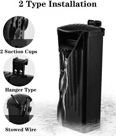 Aquarium Filter for Turtle Tanks, Fish Tank Waterfall Flow Pump for Reptiles, Amphibians, and Cichlids