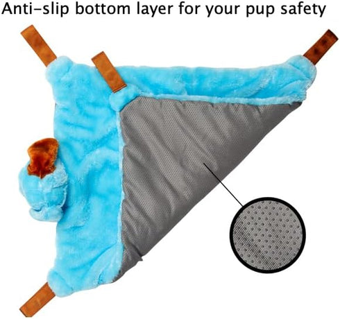 Puppy Play Mat with Toys for Small Breeds, Blue 23”x20” Interactive Sleeping Pad
