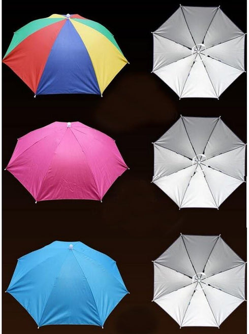 Inoutdoorkit Umbrella Hat - Folding Hands-Free Sunshade for Golf, Traveling, Fishing, Gardening, Beach, Camping, Rose
