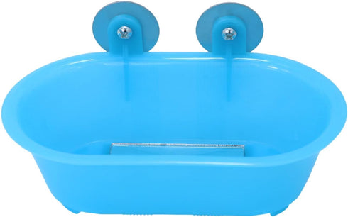 Wontee Bird Bath with Mirror Toy for Small Birds, Fixable Parrot Bathroom Tub for Parakeets