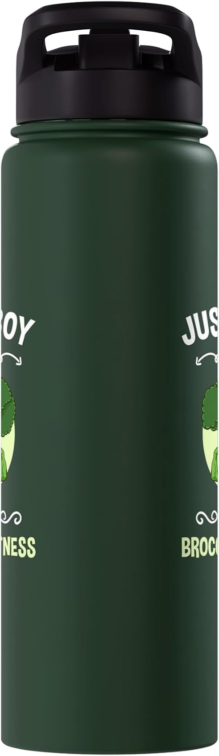 Just A Boy Who Loves Broccoli And Fitness Fitness Fanatic Stainless Steel Insulated Water Bottle with Broccoli Design