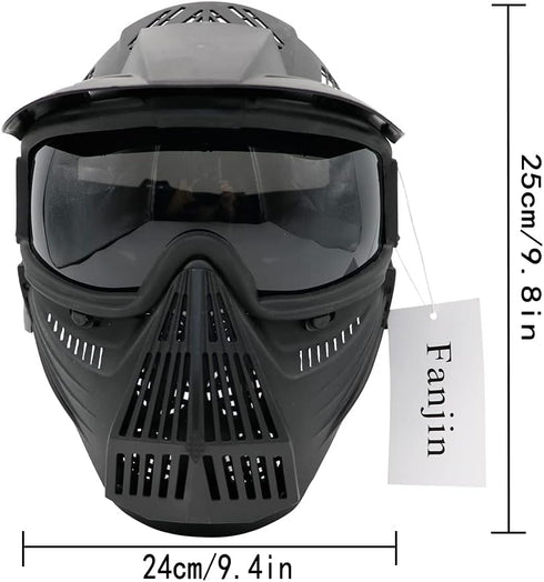 Paintball Mask, Airsoft Mask, Tactical Masks Full Face Gear with Goggles Impact Resistant for Hunting CS Survival Games Halloween Cosplay and Outdoor Activities