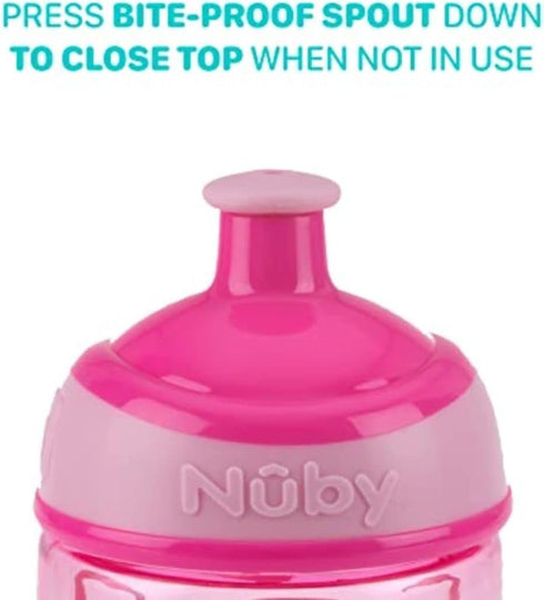 Nuby Printed Kids Pop Up Sipper Water Bottle, 12 Oz., Colors May Vary