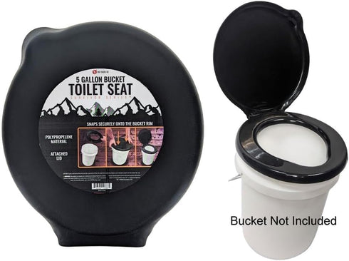 5 SE Portable Black Plastic Toilet Seat Lids, Fits a Gallon Bucket, Great for Camping, Outdoor Activities,