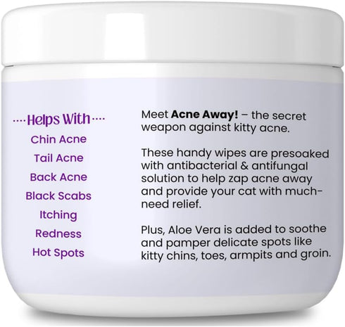 Cat Chin Acne Wipes - Feline Acne Treatment (50 Wipes), Pink