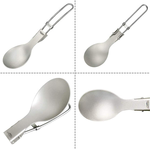 GADIEMKENSD Ultralight Outdoor Titanium Folding Spoon, Healthy Camping Scoop, 18g