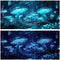 24X16IN Blacklight Cyan Mushroom Black Light Aquarium Background, UV Reactive Starry Sky