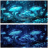 24X16IN Blacklight Cyan Mushroom Black Light Aquarium Background, UV Reactive Starry Sky
