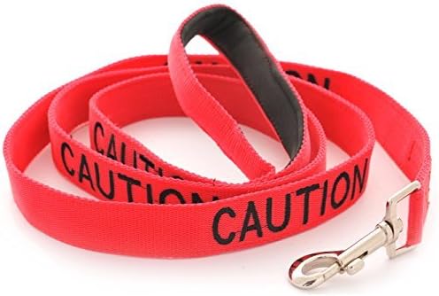 Caution Red Color Coded 2 4 6 Foot Padded Dog Leash (Do Not Approach) Prevents Accidents by Warning Others of Your Dog in Advance (6 Foot Leash)