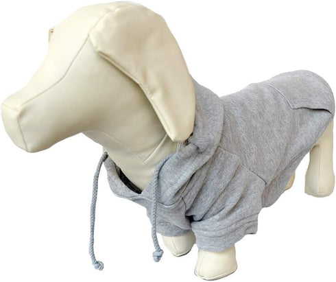 Lovelonglong Blank Basic Hoodie Sweatshirt for Dogs - 100% Cotton, Fits Small Medium Dachshund, Large Dog, Gray D-L