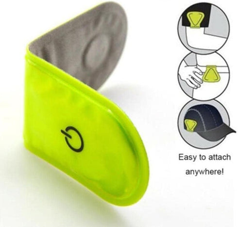 Fluorescent Green Night Running Reflector Light,Led Safety Magnetic Clip Light,Outdoor Clip Running Lights,for Night Walking,Cycling,Camping,Hiking,Running,JogGing, Reflective Gear