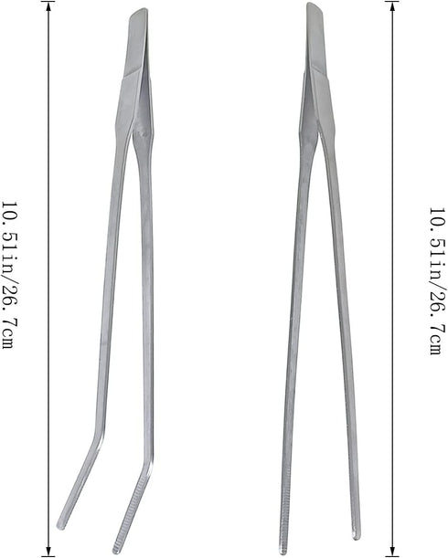 2 Pcs Feeding Tongs - Aquarium Tweezers Stainless Steel Straight and Curved Tweezers Set for Aquascaping Tools