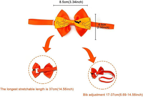 Halloween Dog Bow Ties, 10Pcs Adjustable Neckties for Small Medium Dogs, Pumpkin Skull Ghost Witch Pet Grooming