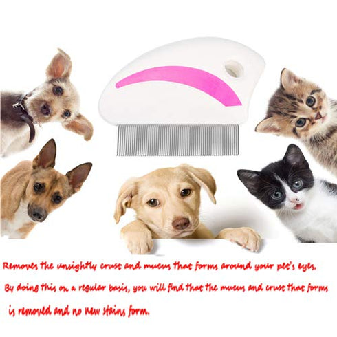 Tear Stain Remover Combs, Professional Pet Grooming Brush, Stainless Steel Undercoat Rake and Flea Combs