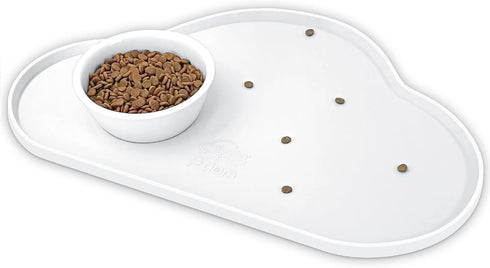 Ptlom Pet Placemat for Dogs and Cats, Non-Slip Waterproof Feeding Mat, Suitable for Small, Medium & Large Pets, White