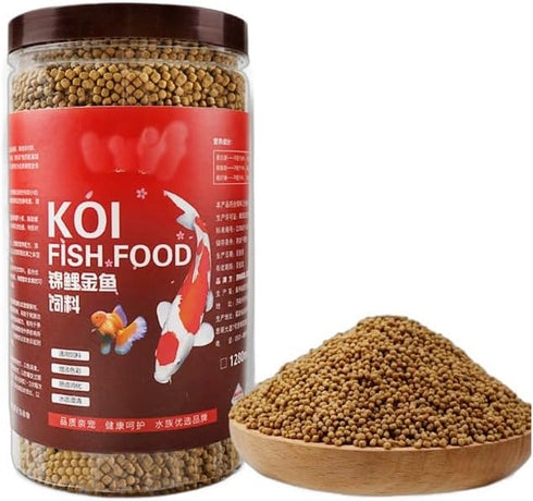 HLDMXJZLL Koi and Goldfish Food/Balanced Nutrition/Slow-Sinking pellets/Suitable for All Growth Stages/Color Enhancement (Small