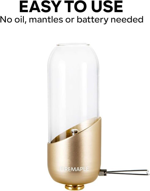 Fire-Maple Orange Camping Lantern, Glass & Steel, Propane or Isobutane Fuel Canister, No Mantles Needed