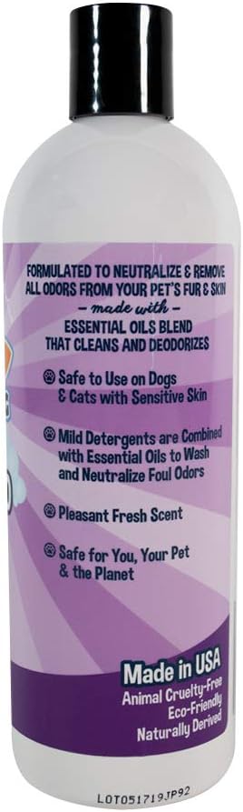 16oz (473ml) Bodhi Dog Skunk Shampoo | Skunk Smell Odor Remover Cleans & Deodorizes Using Essential Oils for Dogs