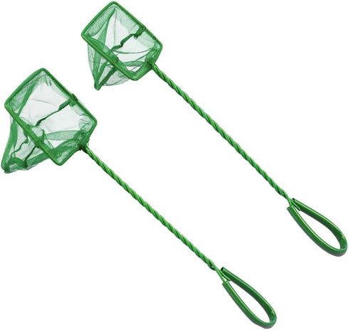 2 Pcs Small Aquarium Fish Nets, Large Fish Tank Nets with Plastic Handle for Maintenance