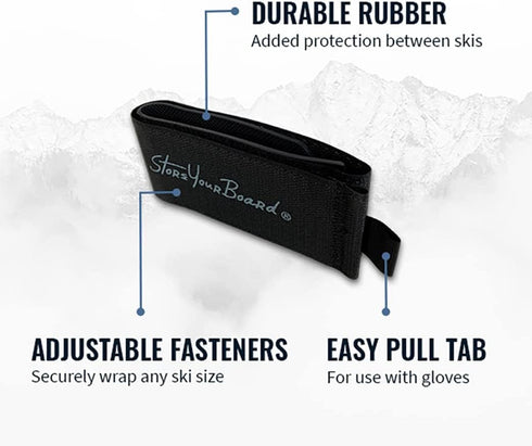StoreYourBoard Mountain Essential Ski Wrap Straps - 4 Pack with Universal Fit