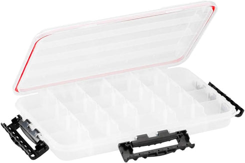 Plano Waterproof 3700 Stowaway Tackle Box - Durable with Adjustable Dividers, Clear/Red