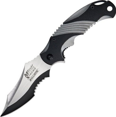 USA Xtreme MX-A801GY Spring Assist Folding Knife, Two-Tone Half-Serrated Blade, Black and Grey Handle