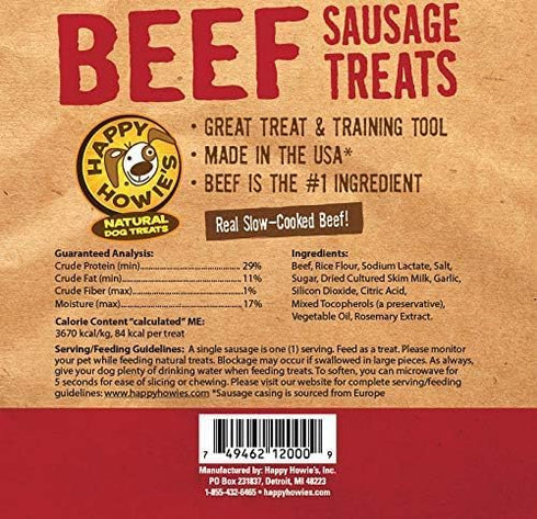 Happy Howie's Natural Dog Treats - Healthy Dog Treats & Training Tool, Real Beef & Natural Ingredients, Made in USA -